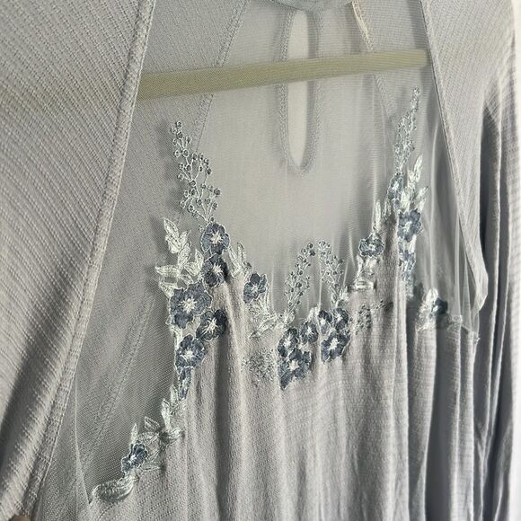 Free People Saheli Blue Mesh Floral Tunic Medium - Picture 8 of 14